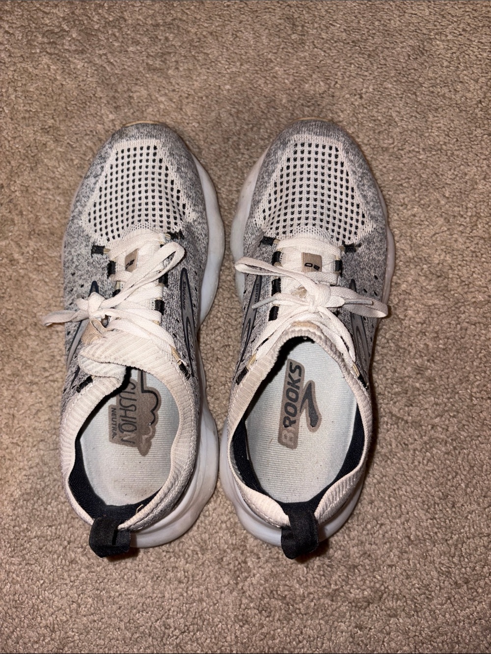 Brooks White and Gray Women's Athletic Running Shoes